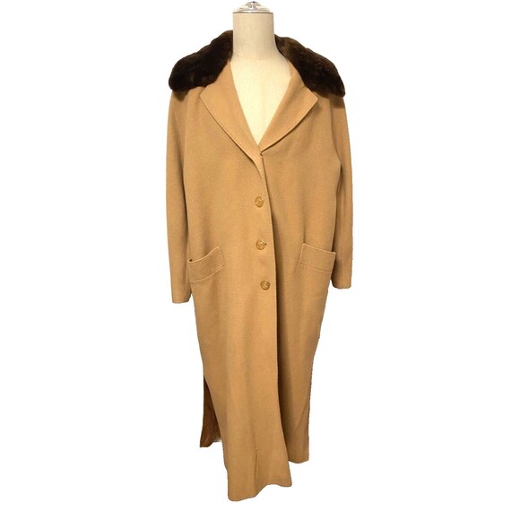 Vintage FLEURETTE SAKS 5th AVE 100% Camel Hair Long Fur Coat USA Union Made READ - Picture 1 of 16